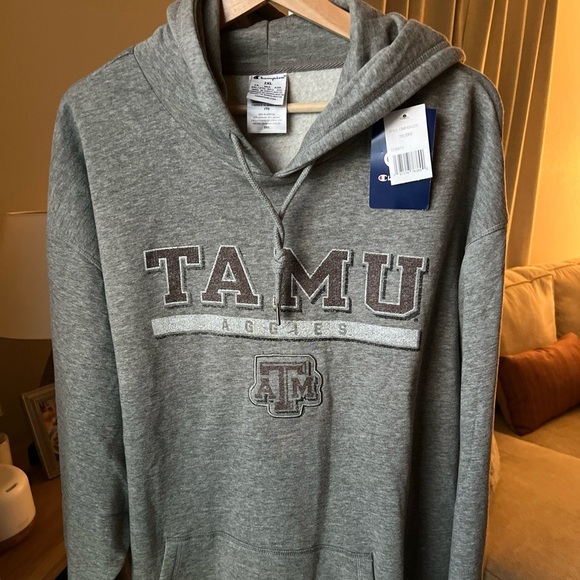 Champion Texas A&M Aggies Hoodie Sweatshirt Gray Pullover Sweater Size 2XL NWT - Picture 1 of 12